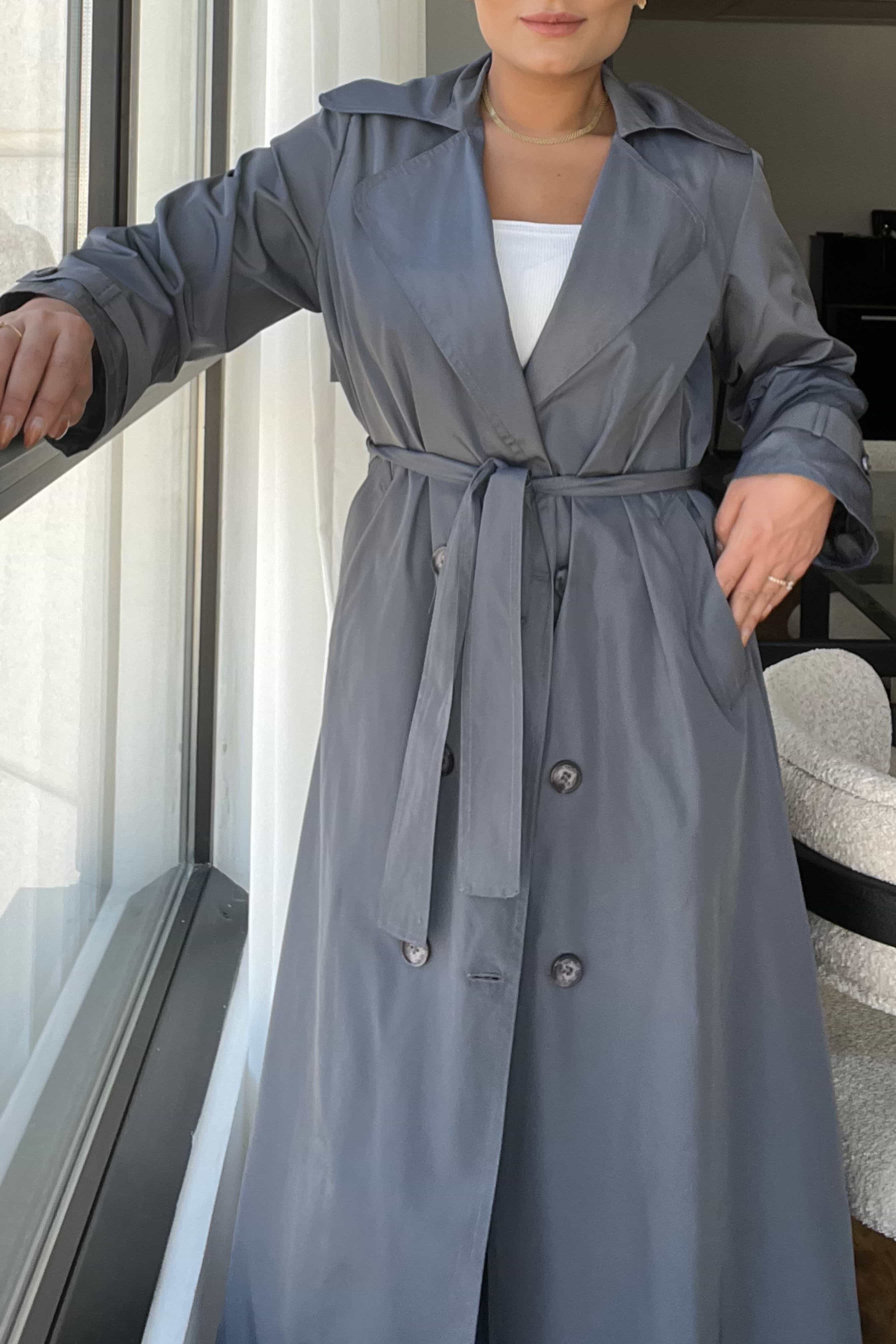 ترنچ کت طوسی نوک‌مدادی