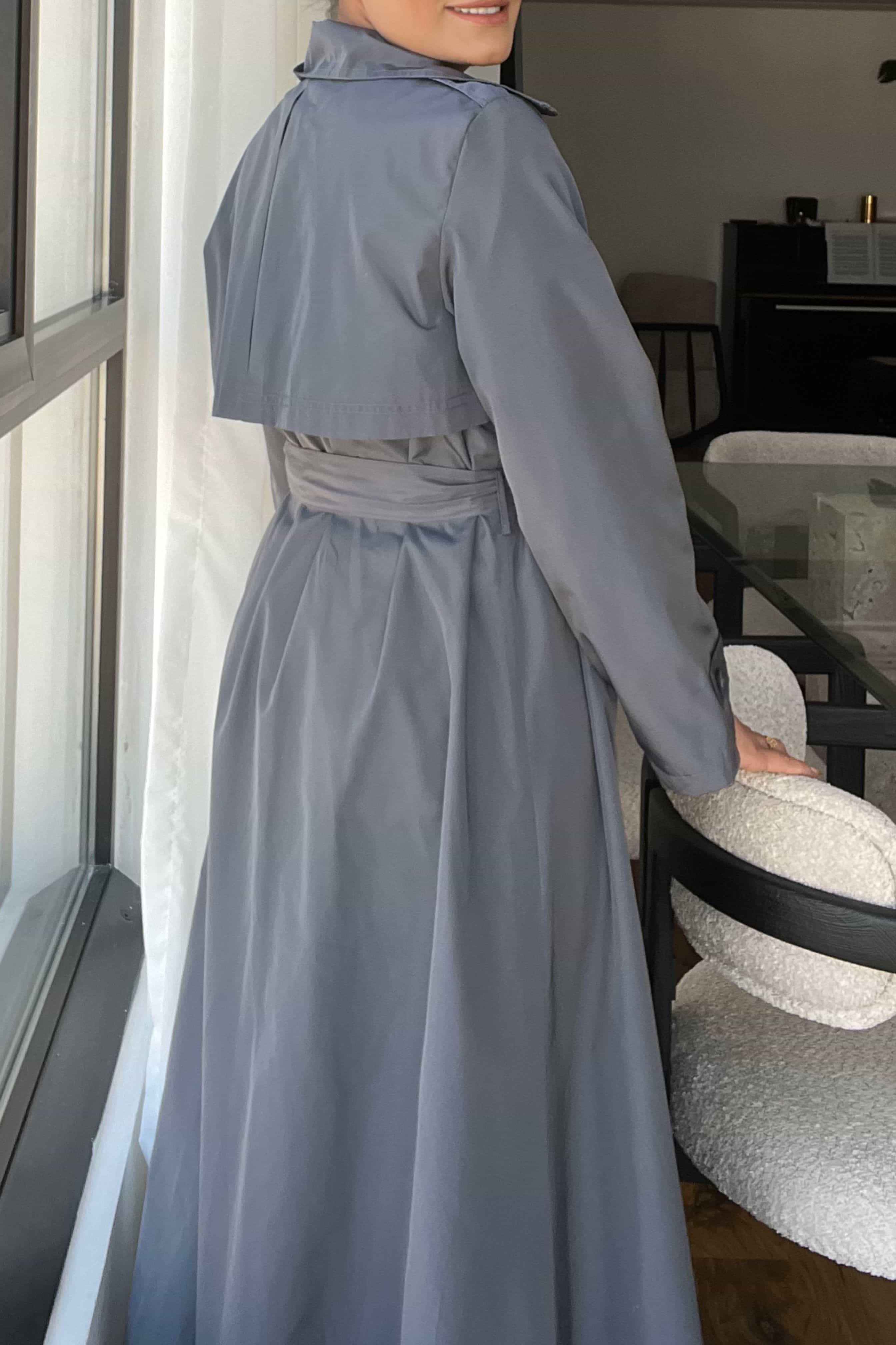 ترنچ کت طوسی نوک‌مدادی